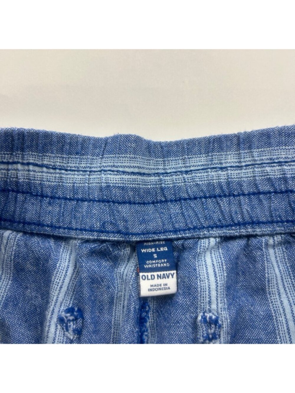 Old Navy Bright Blue Striped Linen Blend Pull On Lounge Pant S - Picture 3 of 6